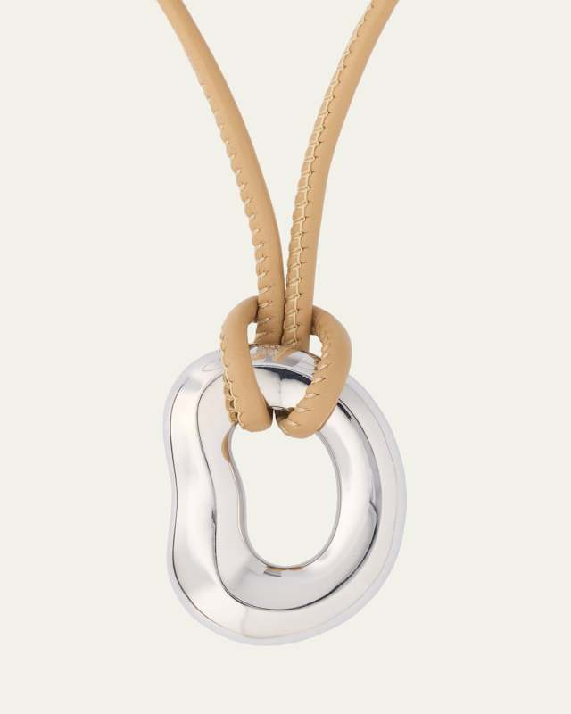 Silver Shima Pendant on Leather Chord Necklace